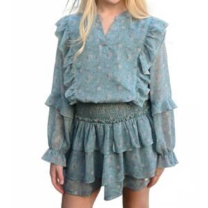 NEW PLEAT girls campbell dress in whimsy teal